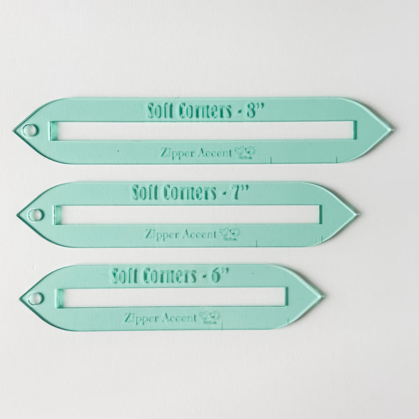 Soft Corners Zipper Accent Template - Light Green - 3 Sizes Available