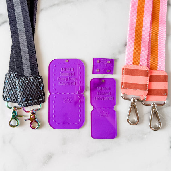 SQUARED Fancy Straps - Size 1.5" - Purple - Set of 3 - Acrylic Template
