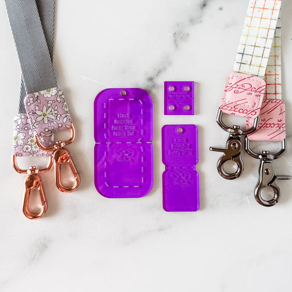 SQUARED Fancy Straps - Size 1" - Purple - Set of 3 - Acrylic Template