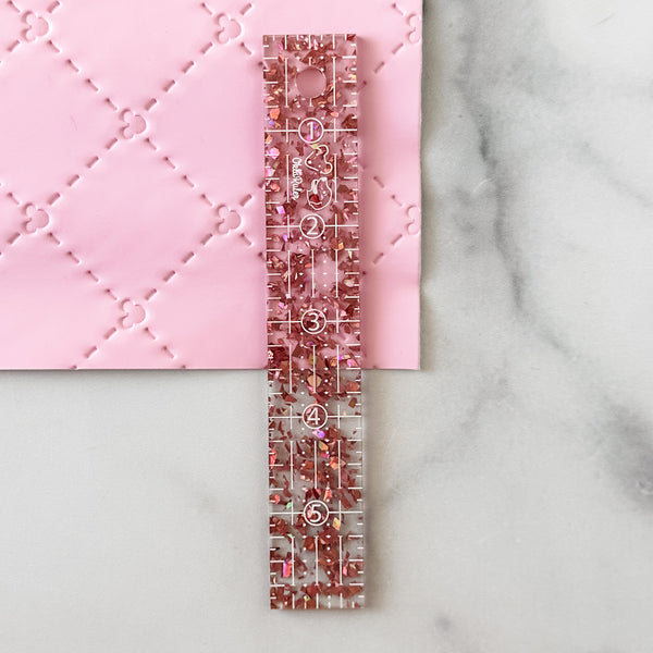 Rose Gold Flake OklaRuler : 1" x 6" Clear Ruler