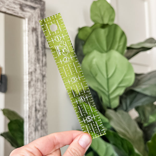 Glitter Lime OklaRuler : 1" x 6" Clear Ruler