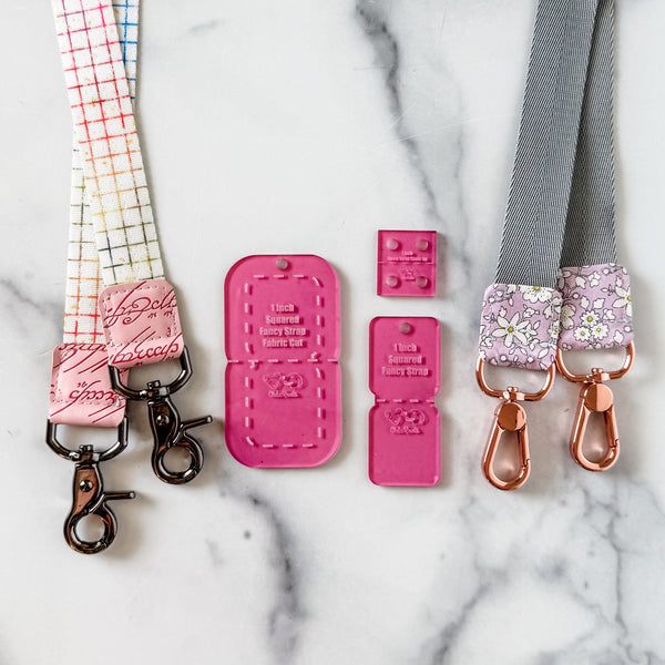 SQUARED Fancy Straps - Size 1" - PINK - Set of 3 - Acrylic Template