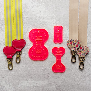 Hearts Fancy Straps - Size 1" Webbing To 1/2" Hook - HOT PINK - Set of 3 - Acrylic Template