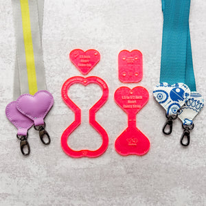 Hearts Fancy Straps - Size 1.5" Webbing To 1/2" Hook - Set of 4 - HOT PINK - Acrylic Template