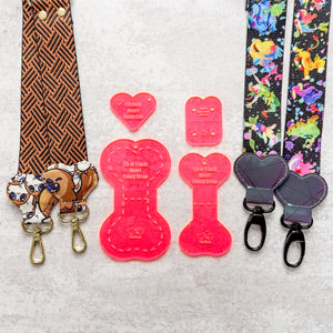 Hearts Fancy Straps - Size 1.5" Webbing To 1" Hook - HOT PINK - Set of 4 - Acrylic Template