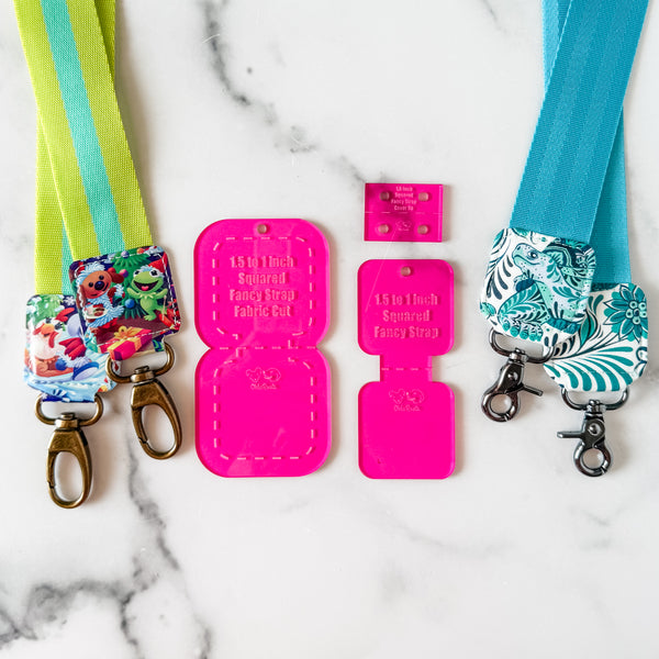 Squared Fancy Straps - Size 1.5" Webbing To 1" Hook - Magenta - Set of 3 - Acrylic Template