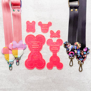 Mouse Fancy Straps - Size 1.5" Webbing To 3/4" Hook - HOT PINK - Set of 5 - Acrylic Template
