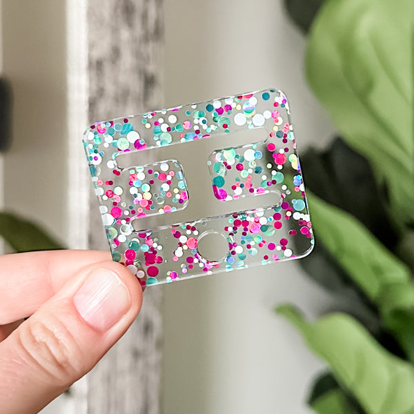 Removable Rectangle Strapzeez™ - Pink Teal White Dots