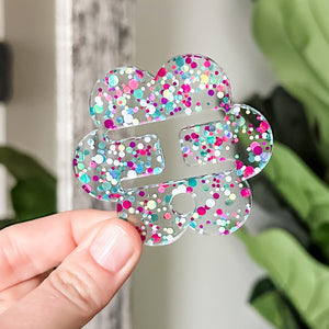 Removable Flower Strapzeez™ - Pink Teal White Dots