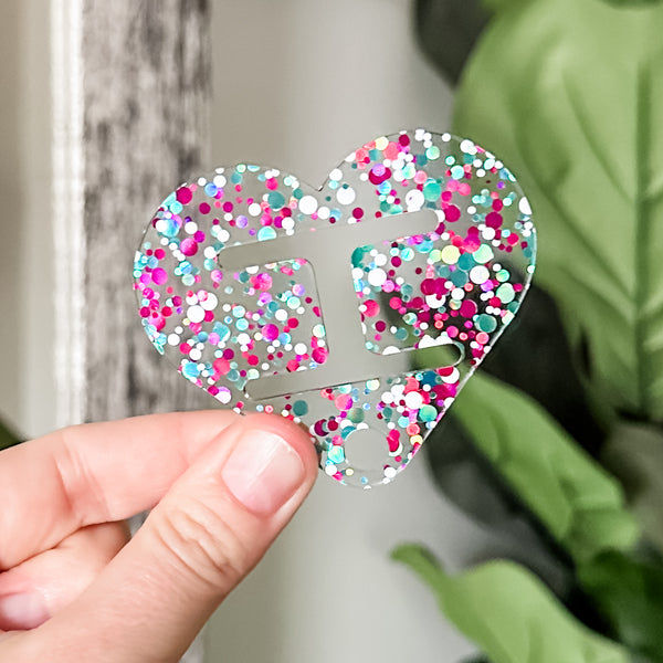 Removable Heart Strapzeez™ - Pink Teal White Dots