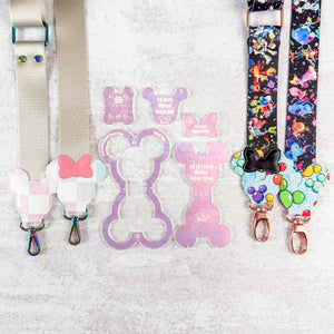 Mouse Fancy Straps - Size 1.5" Webbing To 1" Hook - FROSTED HOLOGRAPHIC - Set of 5 - Acrylic Template