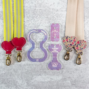 Hearts Fancy Straps - Size 1" Webbing To 1/2" Hook - FROSTED HOLOGRAPHIC - Set of 3 - Acrylic Template