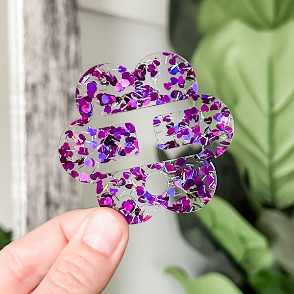 Removable Flower Strapzeez™ - Purple Foil Heart