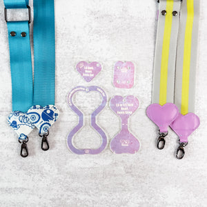 Hearts Fancy Straps - Size 1.5" Webbing To 1/2" Hook - Set of 4 - FROSTED HOLOGRAPHIC - Acrylic Template