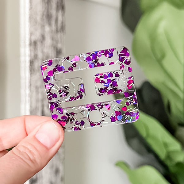 Removable Rectangle Strapzeez™ - Purple Foil Heart