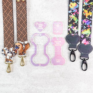 Hearts Fancy Straps - Size 1.5" Webbing To 1" Hook - FROSTED HOLOGRAPHIC - Set of 4 - Acrylic Template