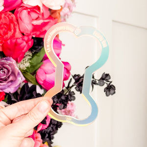 Hearts Fancy Straps - Size 1.5" Webbing To 1" Hook - FROSTED HOLOGRAPHIC - Set of 4 - Acrylic Template