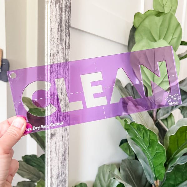 Clean + Dirty for Wet/Dry Bag - CutOuts - PURPLE - An Applique Template