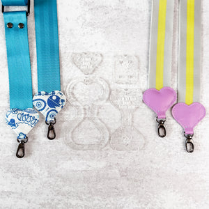 Hearts Fancy Straps - Size 1.5" Webbing To 1/2" Hook - Set of 4 - FROSTED - Acrylic Template