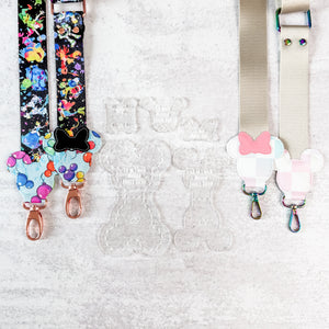 Mouse Fancy Straps - Size 1.5" Webbing To 1" Hook - FROSTED - Set of 5 - Acrylic Template