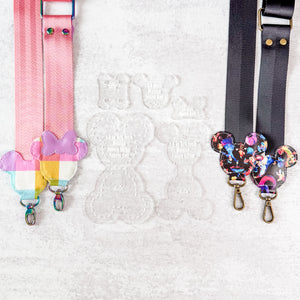 Mouse Fancy Straps - Size 1.5" Webbing To 3/4" Hook - FROSTED - Set of 5 - Acrylic Template