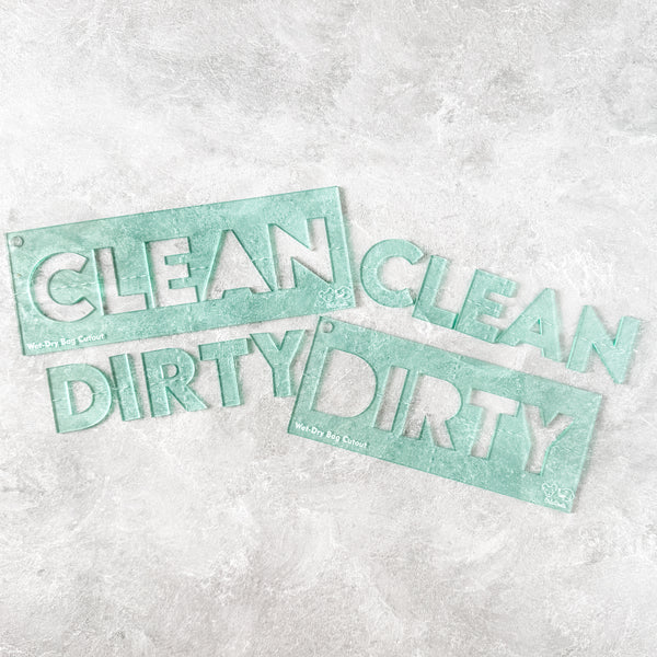 Clean + Dirty for Wet/Dry Bag - CutOuts - LIGHT GREEN - An Applique Template