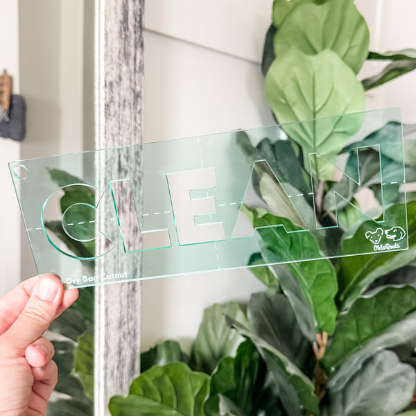 Clean + Dirty for Wet/Dry Bag - CutOuts - LIGHT GREEN - An Applique Template