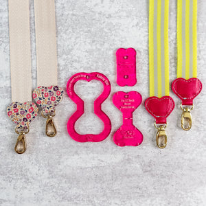 Hearts Fancy Straps - Size 1" Webbing To 1/2" Hook - MAGENTA - Set of 3 - Acrylic Template