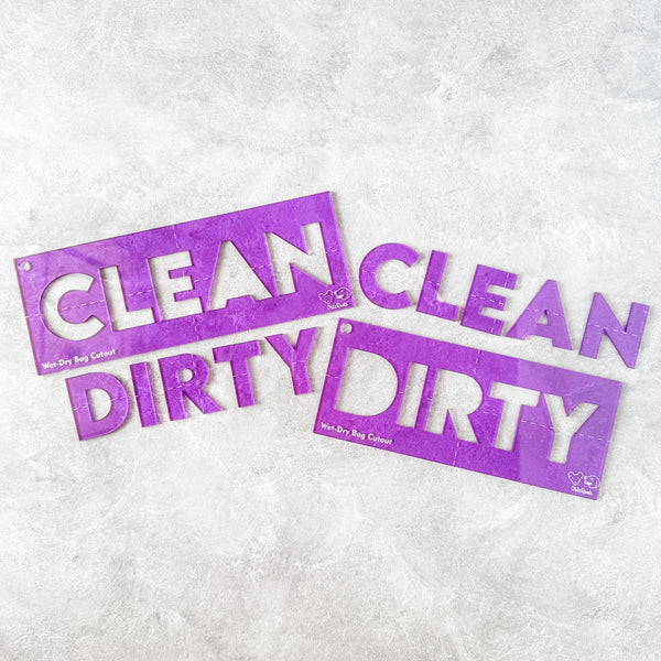 Clean + Dirty for Wet/Dry Bag - CutOuts - PURPLE - An Applique Template