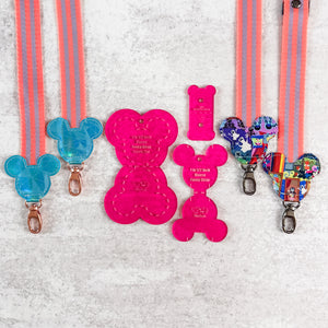 Mouse Fancy Straps - Size 1" Webbing To 1/2" Hook - MAGENTA - Set of 3 - Acrylic Template