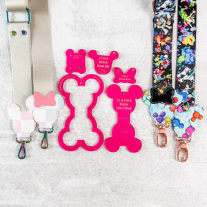 Mouse Fancy Straps - Size 1.5" Webbing To 1" Hook - MAGENTA - Set of 5 - Acrylic Template