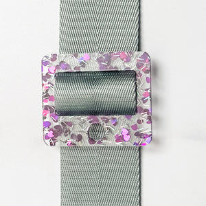 Removable Rectangle Strapzeez™ - Purple Foil Heart