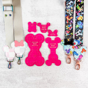 Mouse Fancy Straps - Size 1.5" Webbing To 1" Hook - MAGENTA - Set of 5 - Acrylic Template