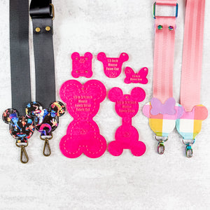 Mouse Fancy Straps - Size 1.5" Webbing To 3/4" Hook - MAGENTA - Set of 5 - Acrylic Template