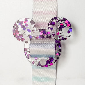 Removable Mouse Head Strapzeez™ - Purple Foil Heart