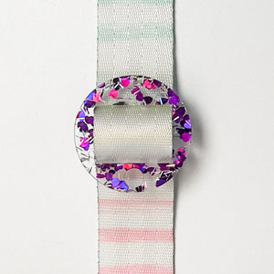 Removable Circle Strapzeez™ - Purple Foil Heart