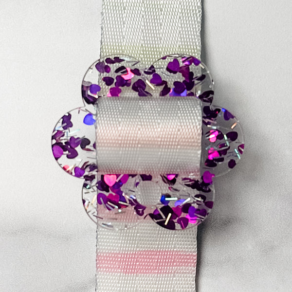 Removable Flower Strapzeez™ - Purple Foil Heart