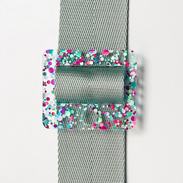 Removable Rectangle Strapzeez™ - Pink Teal White Dots