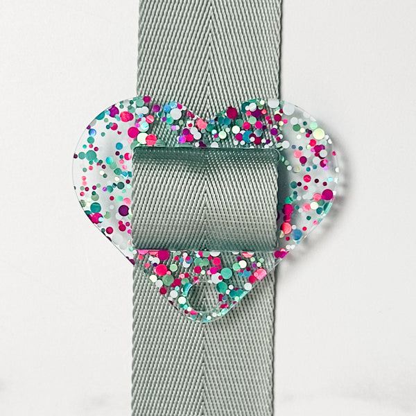 Removable Heart Strapzeez™ - Pink Teal White Dots