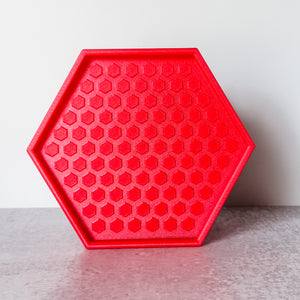 Hexagon Craft Tray - Honeycomb Base with Grips - Classic Red