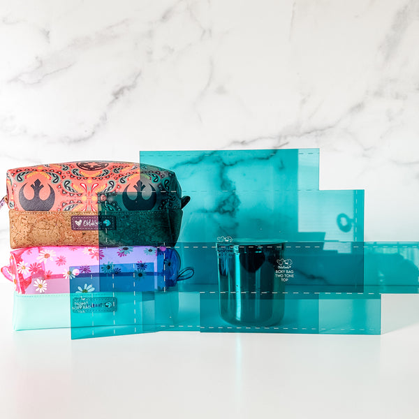Classic Boxy Bag - Two Tone  - Set of 3 - Teal - Acrylic Template