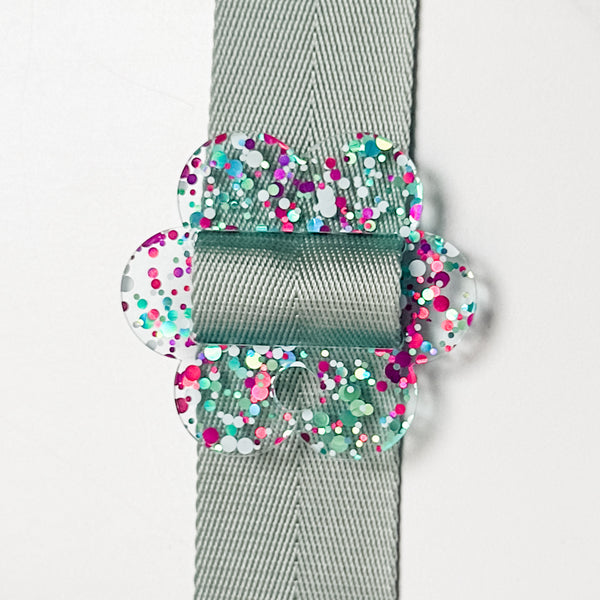 Removable Flower Strapzeez™ - Pink Teal White Dots