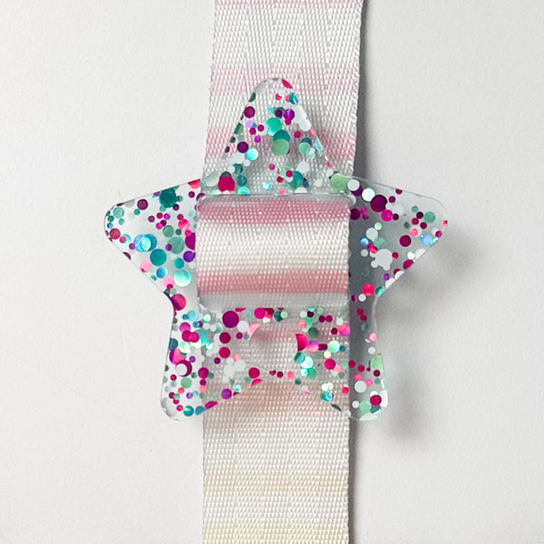 Removable Bubble Star Strapzeez™ - Pink Teal White Dots