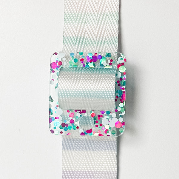 Removable Rectangle Strapzeez™ - Pink Teal White Dots