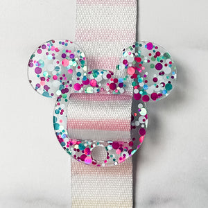 Removable Mouse Head Strapzeez™ - Pink Teal White Dots