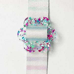 Removable Flower Strapzeez™ - Pink Teal White Dots