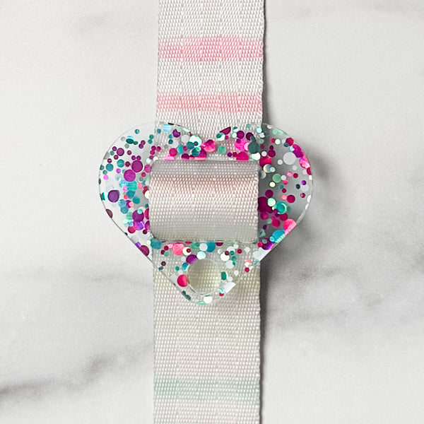 Removable Heart Strapzeez™ - Pink Teal White Dots