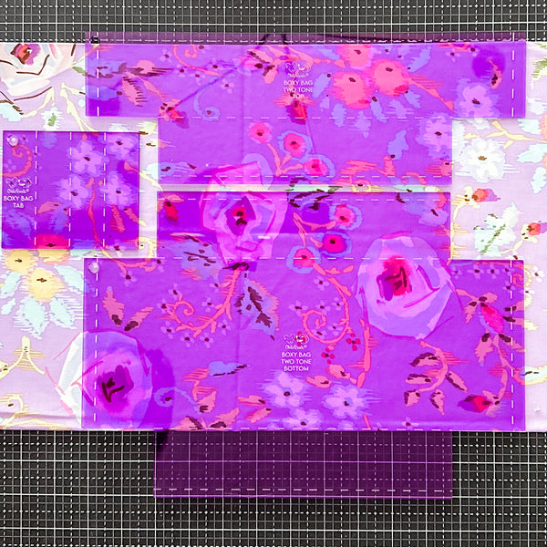 Classic Boxy Bag - Two Tone  - Set of 3 - Purple - Acrylic Template