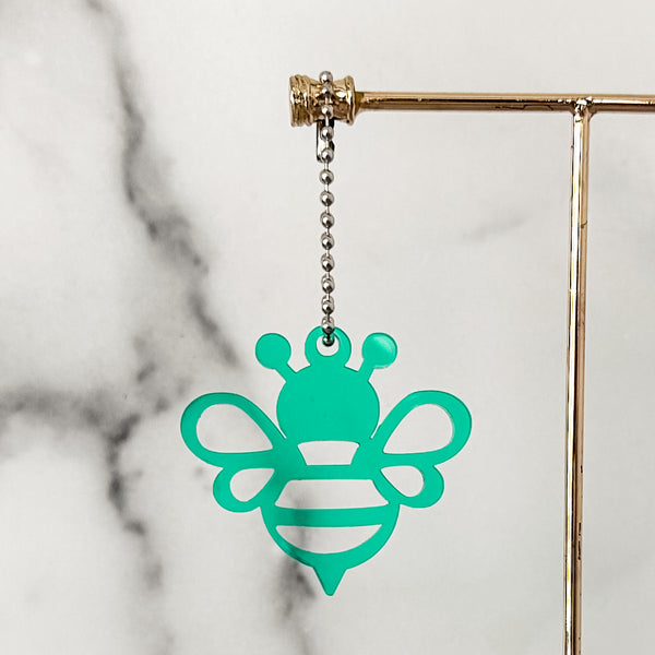 Open Bee - Mint - Hanging Charm - Sold Individually