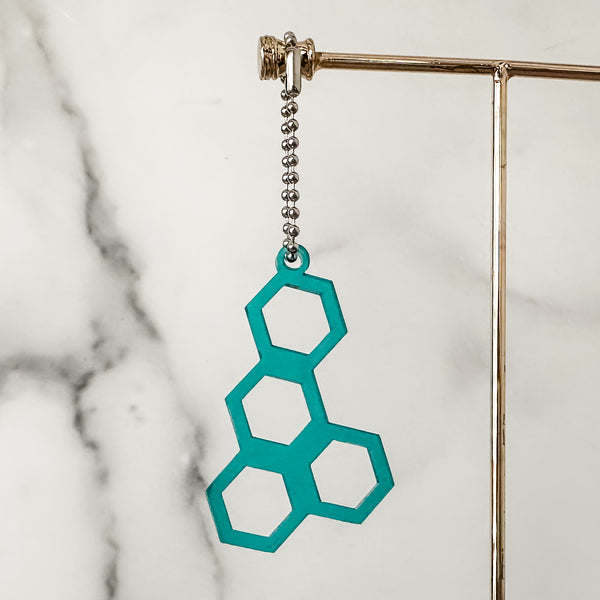 Honeycomb - Teal - Hanging Charm - Sold Individually